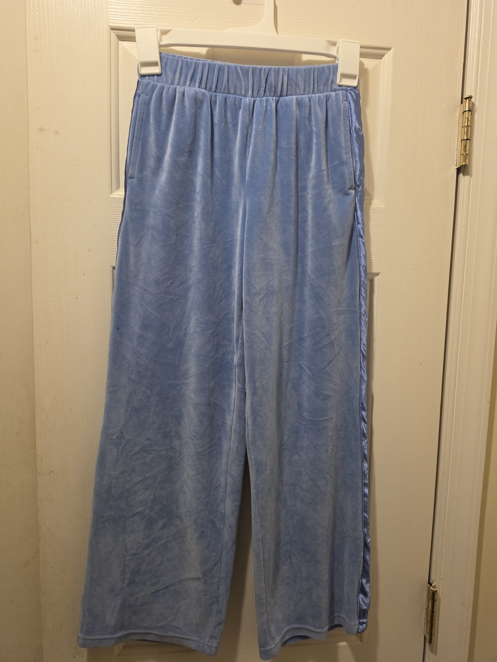 Light Blue Velvet Girls Youth Size Medium Wide-Leg Bottoms